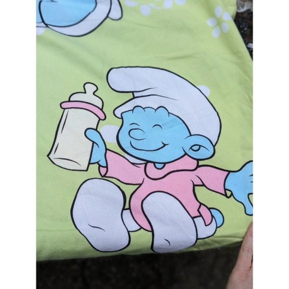 Smurfs fitted bed sheet bright cute Twin size